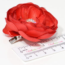 Load image into Gallery viewer, Fabric Flower with Rhinestone Center on Beak Clip - 1 piece