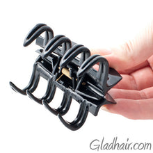 Load image into Gallery viewer, French Patented Cover Rake Black Plastic Hair Claw
