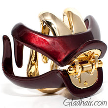 Load image into Gallery viewer, Brown Octopus Shaped Plastic Hair Claw with Gold Teeth