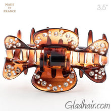 Load image into Gallery viewer, Medium French Tortoise Hair Claw with Stones