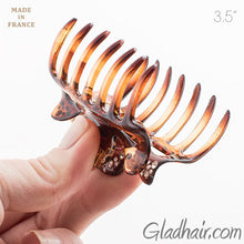 Load image into Gallery viewer, Medium French Tortoise Hair Claw with Stones