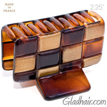 Load image into Gallery viewer, Small Claw Gold and Tortoise Checker Board Style