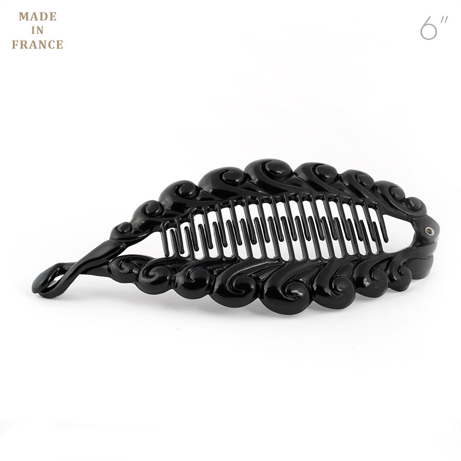 French Fancy Spiral Black Banana Hair Clip
