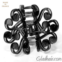 Load image into Gallery viewer, French Fancy Flat Black Plastic Hair Claw
