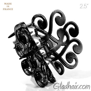 French Fancy Flat Black Plastic Hair Claw