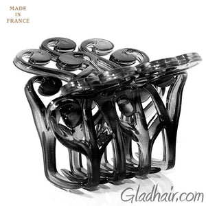 French Fancy Flat Black Plastic Hair Claw