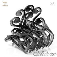 Load image into Gallery viewer, French Fancy Flat Black Plastic Hair Claw