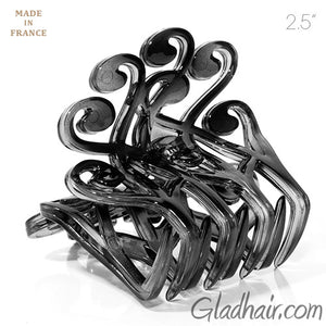 French Fancy Flat Black Plastic Hair Claw