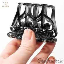 Load image into Gallery viewer, French Fancy Flat Black Plastic Hair Claw