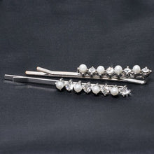 Load image into Gallery viewer, Crystal and Pearl Bead Rhodium Plated Grips - Pair