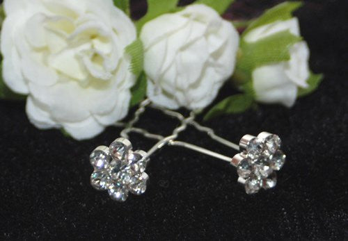Daisy Crystal Hair Pins - Pair