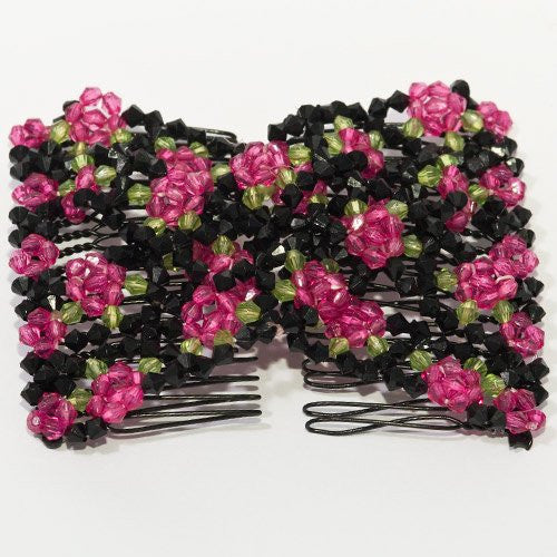 Easy Double Comb - African Butterfly with Black Beads and Colored Daisy Design