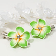 Load image into Gallery viewer, Fimo Flower on Silver Beak Clip - Pair