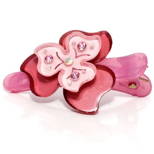 Flower Shaped Acrylic Beak Clip with Crystals - 1 piece