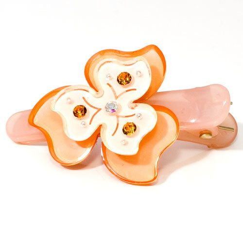 Flower Shaped Acrylic Beak Clip with Crystals - 1 piece