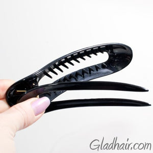 French  Large Open Oval Curved Fork Beak Plastic Salon Clip