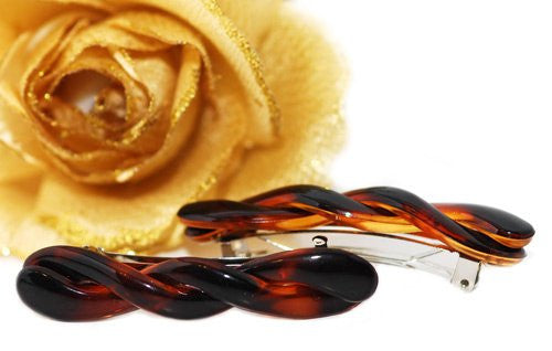 French Mini Twist Barrette Tortoise Shell - Pair