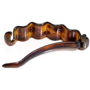 French Non Metal Tortoise Shell Wave Barrette