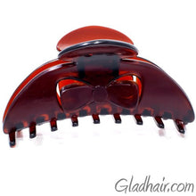 Load image into Gallery viewer, French Plastic Bow Style Covered Spring Hair Claw