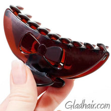Load image into Gallery viewer, French Plastic Bow Style Covered Spring Hair Claw