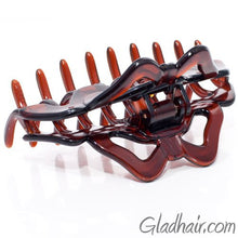 Load image into Gallery viewer, French Plastic Bow ZigZag Style Covered Spring Hair Claw
