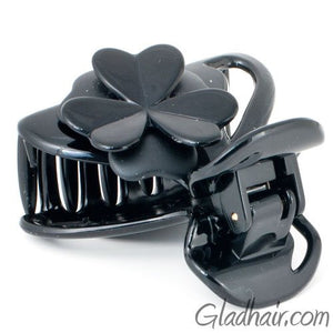 French Plastic Hair Claw with Flower and Covered Spring