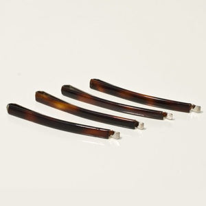 French Tortoise Shell Bobby Pins with Metal Clasps - Pack of 4