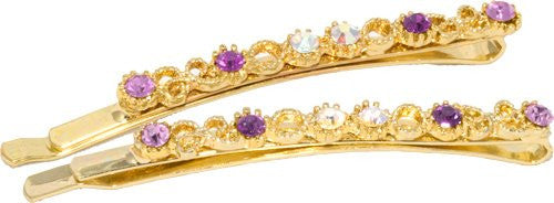 Glit Filigree Grips with Colored Crystals - Pair