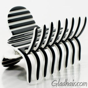 Hand Made Stripe Black and White Hair Claw