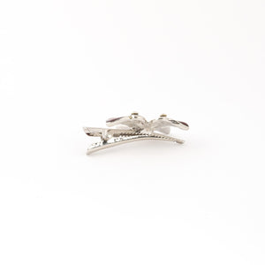 Mini Metal Silver Beak Clip with Butterfly Design - 1 piece