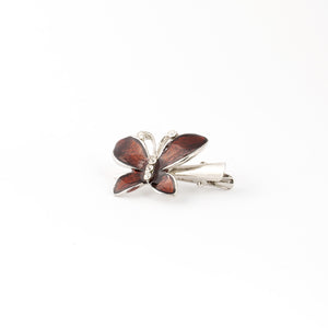 Mini Metal Silver Beak Clip with Butterfly Design - 1 piece