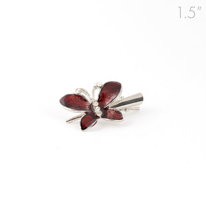 Mini Metal Silver Beak Clip with Butterfly Design - 1 piece