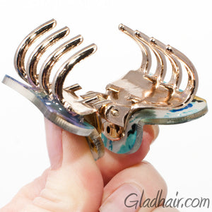 Colorful Floral Print Mini Acrylic Plastic Claw - Pair