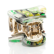 Load image into Gallery viewer, Green Floral Print Mini Acrylic Plastic Claw - Pair