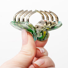 Load image into Gallery viewer, Green Floral Print Mini Acrylic Plastic Claw - Pair
