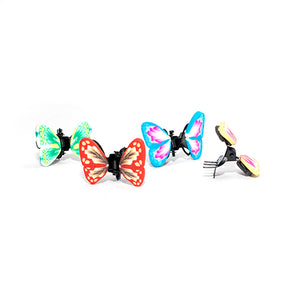 Assorted Bright Colored Fimo Butterfly Mini Clamps - Card of 4