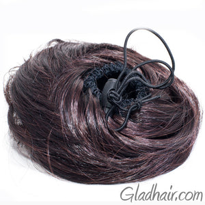 Imitation Dark Brown Hair Bun with 2 Side Combs and Elastic Inside