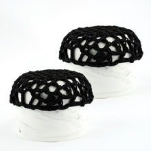 Load image into Gallery viewer, Shiny Knotted Black Ribbon Bun Net - Pair