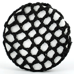 Shiny Knotted Black Ribbon Bun Net - Pair