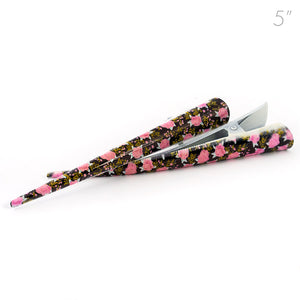 Large Metal Floral Beak Clip with Pink Flowers - Pair
