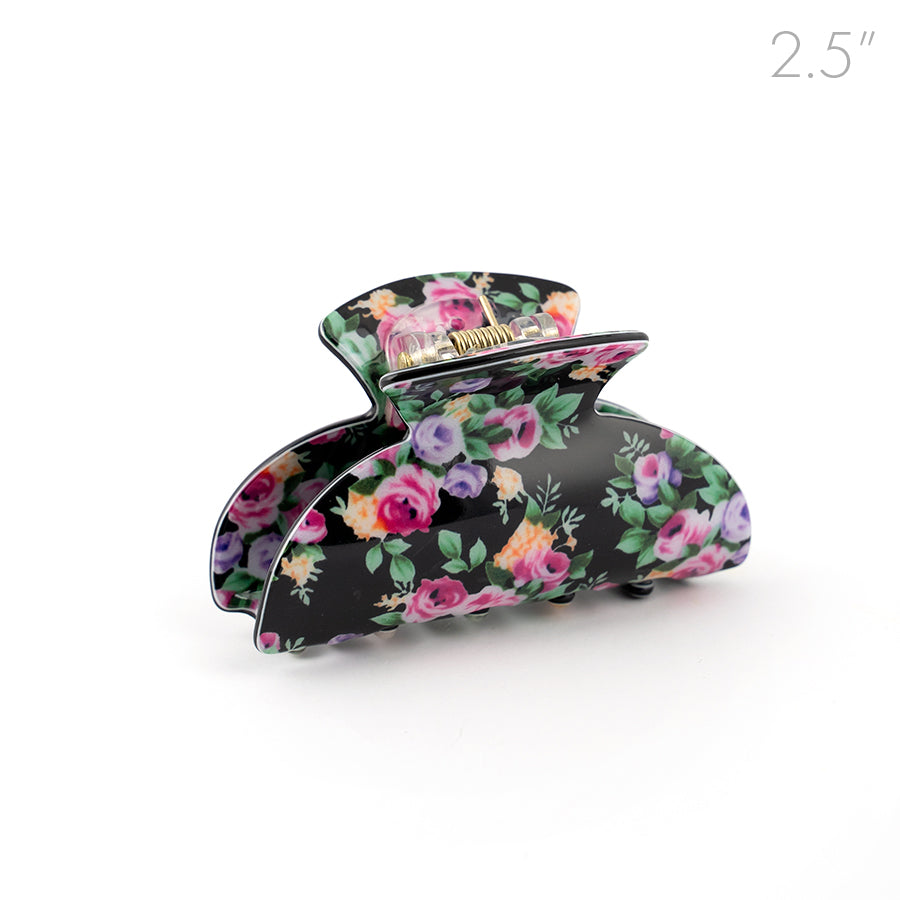 Black Small Floral Hair Claw