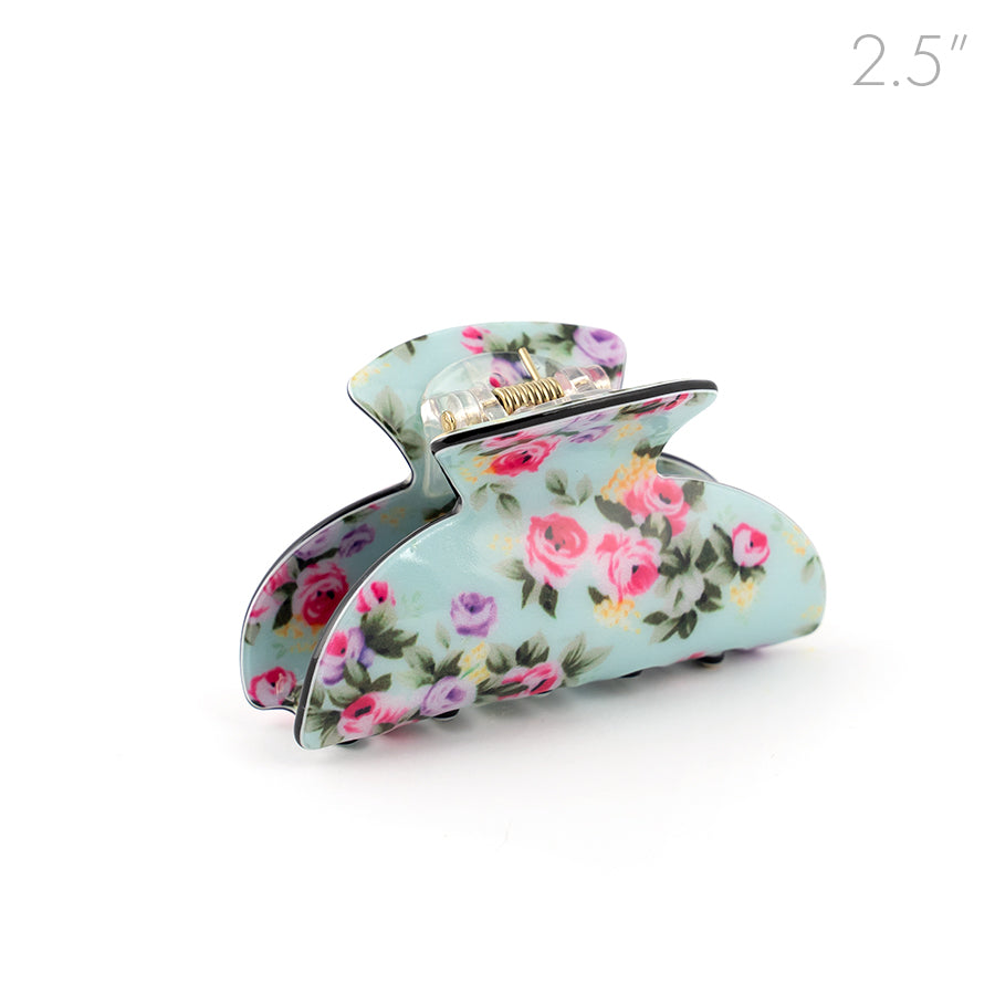Green Small Floral Hair Claw