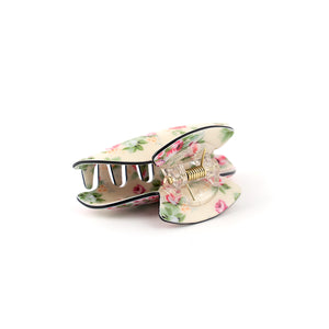 Cream Small Floral Hair Claw