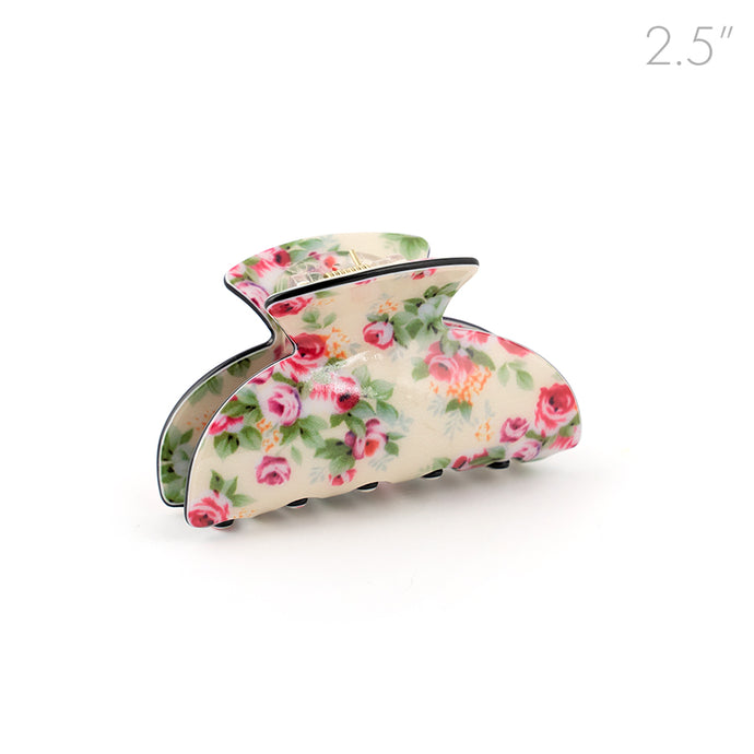 Cream Small Floral Hair Claw