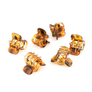 Mens Mini Brown Plastic Clamps for Men Long Hair - Set of 6