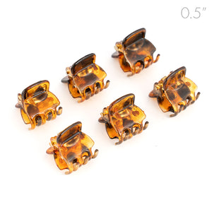 Mens Mini Brown Plastic Clamps for Men Long Hair - Set of 6