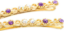 Load image into Gallery viewer, Glit Filigree Grips with Purple Colored Crystals - Pair