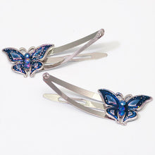 Load image into Gallery viewer, Epoxy Blue Butterfly Shaped Metal Sleepies - Pair