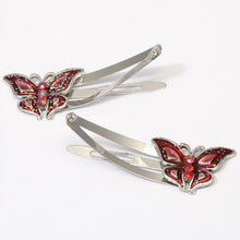 Load image into Gallery viewer, Epoxy Red Butterfly Shaped Metal Sleepies - Pair