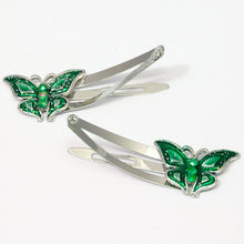 Load image into Gallery viewer, Epoxy Green Butterfly Shaped Metal Sleepies - Pair